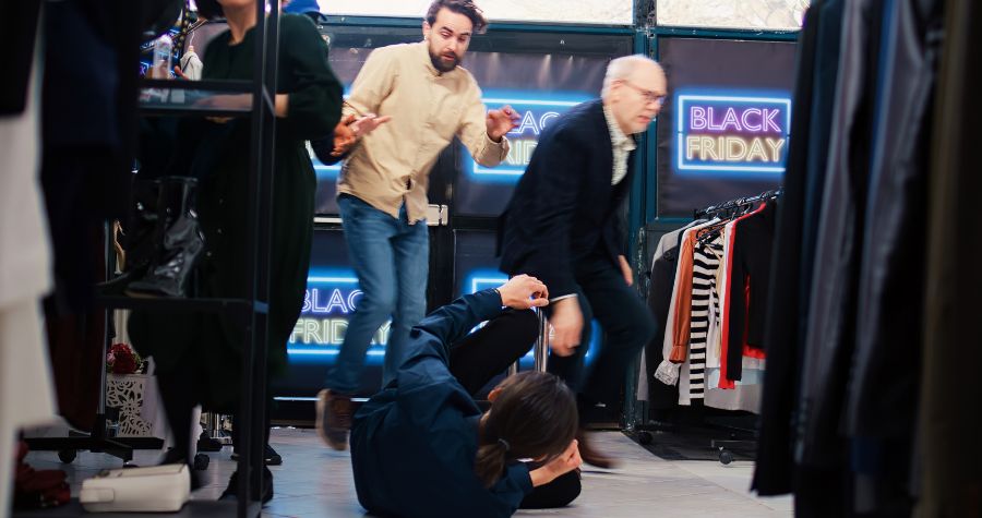 un client qui chute dans un magasin